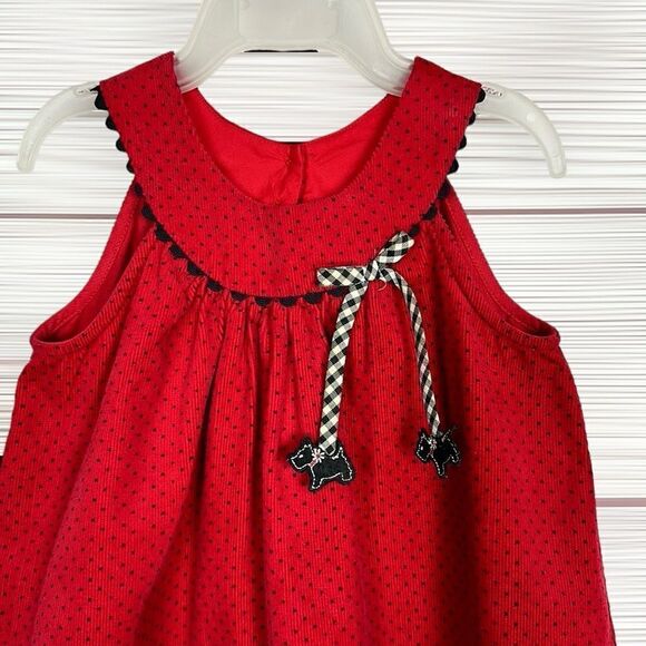 L g Fashions Vintage Red Cotton Corduroy Jumper with Scottish Terriers 18 month - Picture 4 of 12